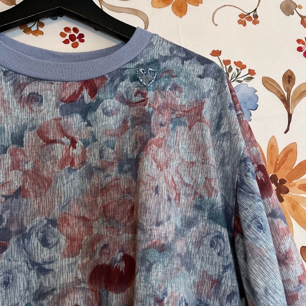 Vintage 80s 90s DonnKenny L Purple Floral Golden Girls Coded Spring Maximal Top